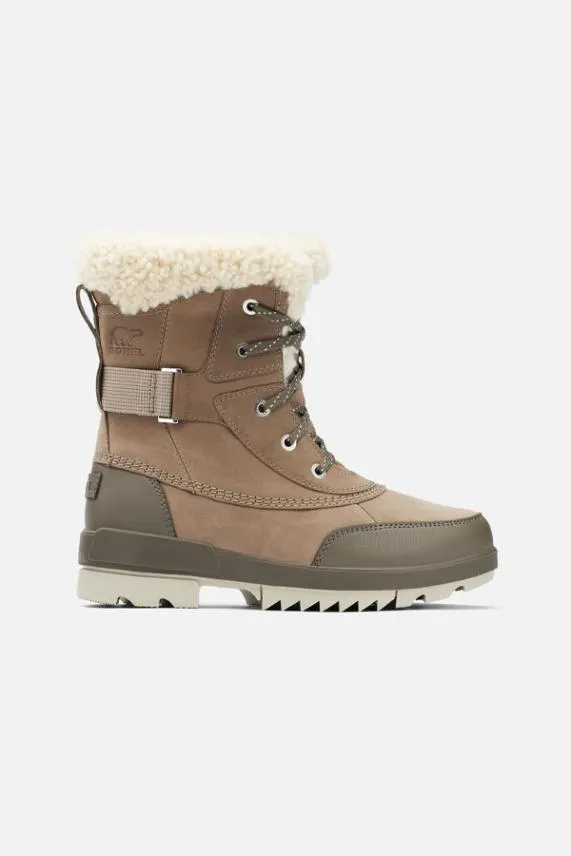Sosandar Sorel Taupe Leather Shearling Collar Hiker Boot Women Boots