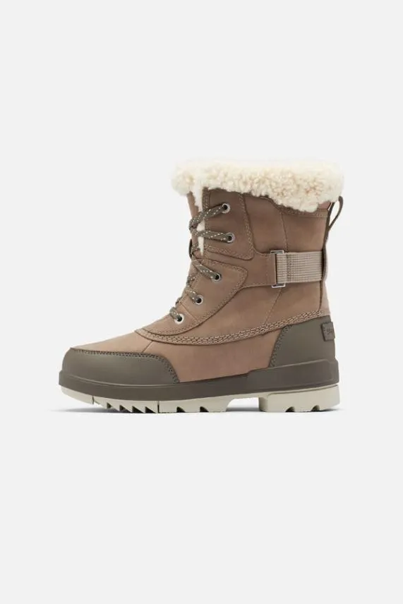 Sosandar Sorel Taupe Leather Shearling Collar Hiker Boot Women Boots