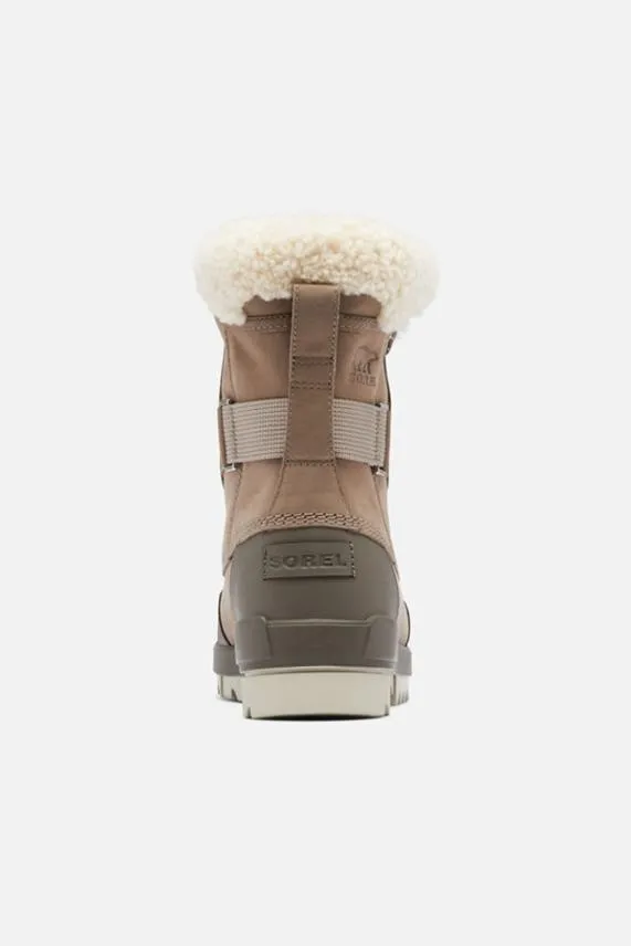 Sosandar Sorel Taupe Leather Shearling Collar Hiker Boot Women Boots