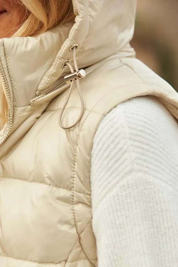 Sosandar Stone Hooded Padded Gilet With Zip Pockets Women Jackets and Coats