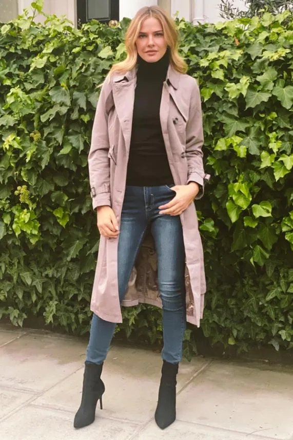 Sosandar Taupe Grey Belted Trench Coat Grey Women Jackets and Coats