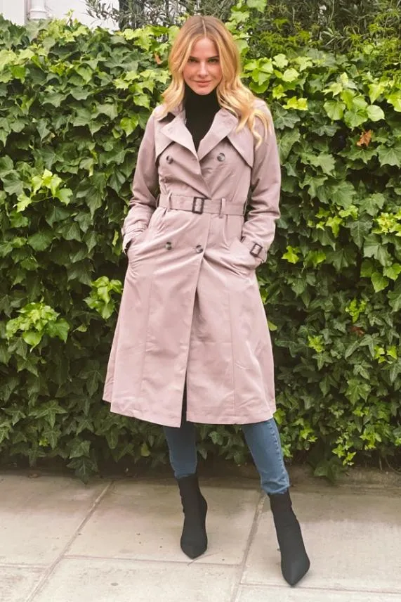 Sosandar Taupe Grey Belted Trench Coat Grey Women Jackets and Coats