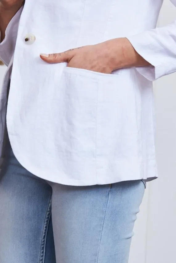 Sosandar White Linen Blazer White Women Jackets and Coats