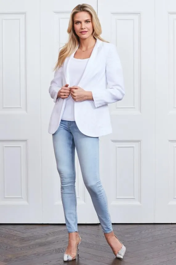Sosandar White Linen Blazer White Women Jackets and Coats
