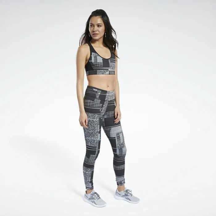 Sports Bras Womens Reebok Hero MediumImpact Deconstructed Racer Bra Black Cold Grey 2