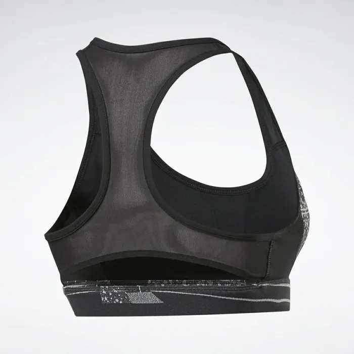 Sports Bras Womens Reebok Hero MediumImpact Deconstructed Racer Bra Black Cold Grey 2