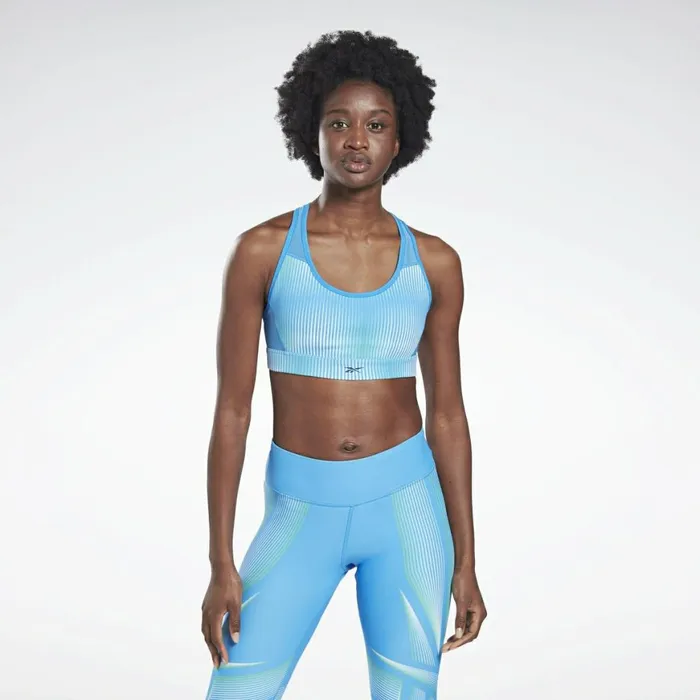 Sports Bras Womens Reebok Hero MediumImpact Racer Bra Horizon Blue