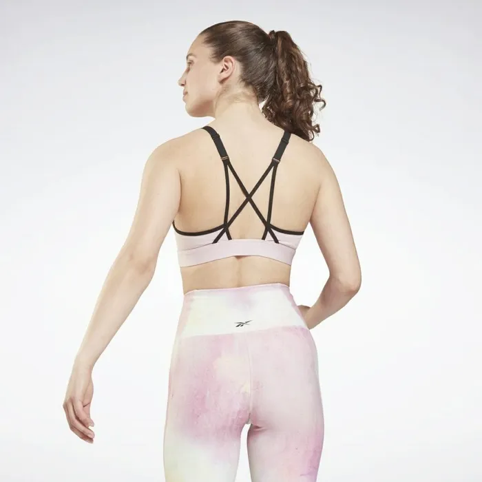 Sports Bras Womens Reebok Lux Strappy MediumImpact Sports Bra Frost Berry