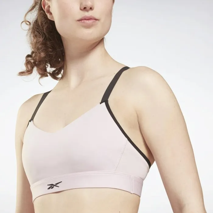 Sports Bras Womens Reebok Lux Strappy MediumImpact Sports Bra Frost Berry