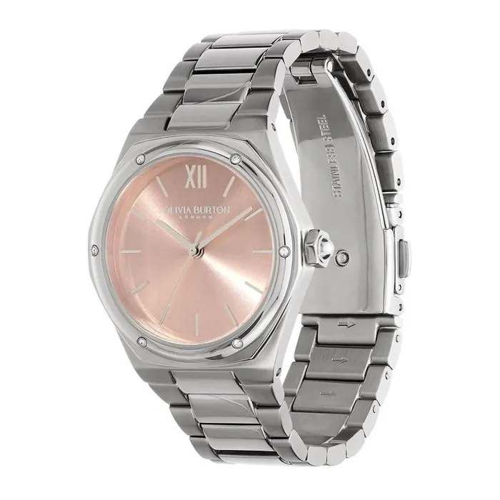 Sports Luxe Watches Women Olivia Burton 33mm Hexa Blush and Silver Bracelet Watch