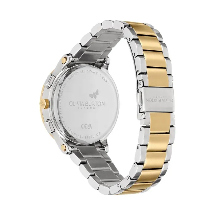 Sports Luxe Watches Women Olivia Burton 38mm MultiFunction Metallic White and Two Tone Bracelet Watch