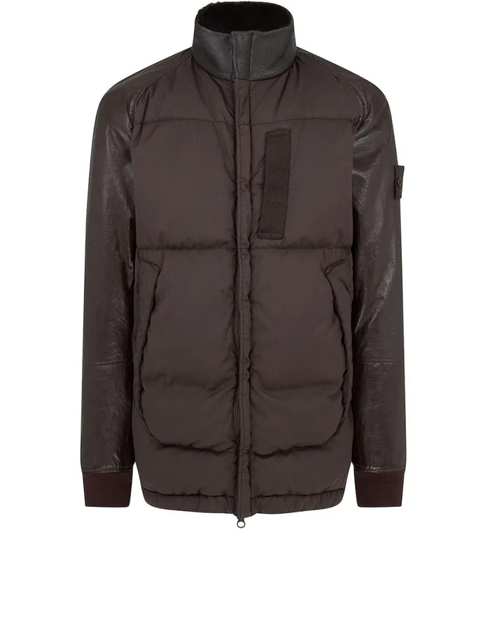 Stone Island Coats 038 Jackets 002F3 Featherweight Leather With Stretch Wool Nylon Down Ghost Piece Blouson In Dark Brown 8211 Mens Stone Island Coats 038 Jackets 002F3 Featherweight Leather With Stretch Wool Nylon Down Ghost Piece Blouson In Dark Brown 8211 Mens