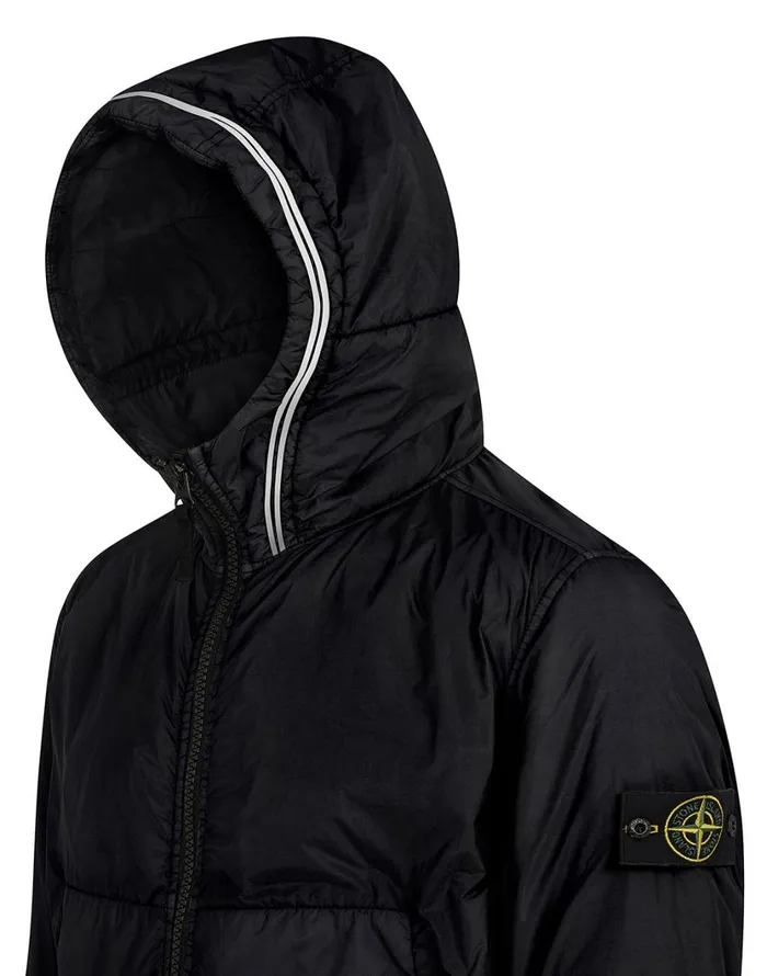 Stone Island Coats 038 Jackets 40423 Garment Dyed Crinkle Reps Ny With PrimaloftTc Hooded Blouson In Black 8211 Mens