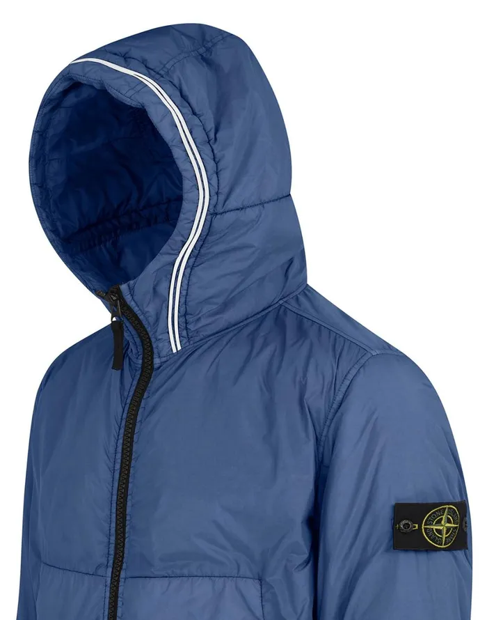 Stone Island Coats 038 Jackets 40423 Garment Dyed Crinkle Reps Ny With PrimaloftTc Hooded Blouson In Periwinkle 8211 Mens