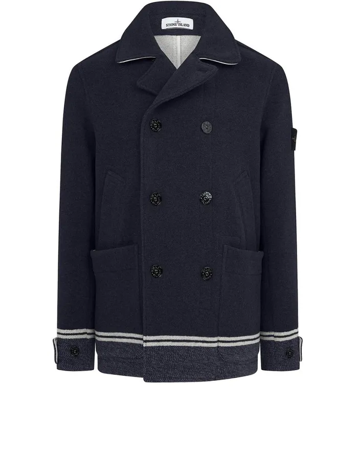 Stone Island Coats 038 Jackets 41852 Panno Jacquard Peacoat In Marine Blue 8211 Mens Stone Island Coats 038 Jackets 41852 Panno Jacquard Peacoat In Marine Blue 8211 Mens