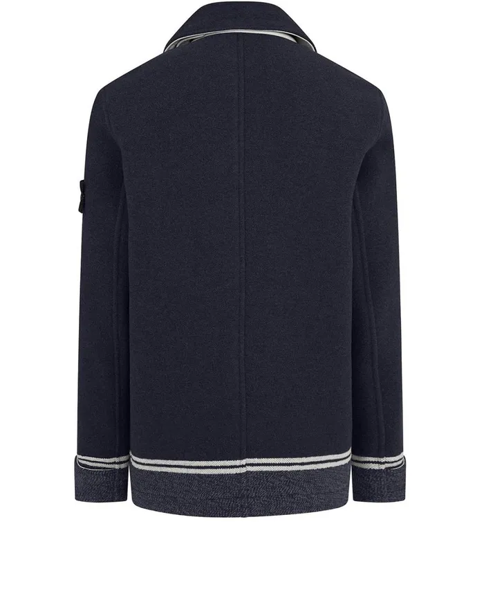 Stone Island Coats 038 Jackets 41852 Panno Jacquard Peacoat In Marine Blue 8211 Mens