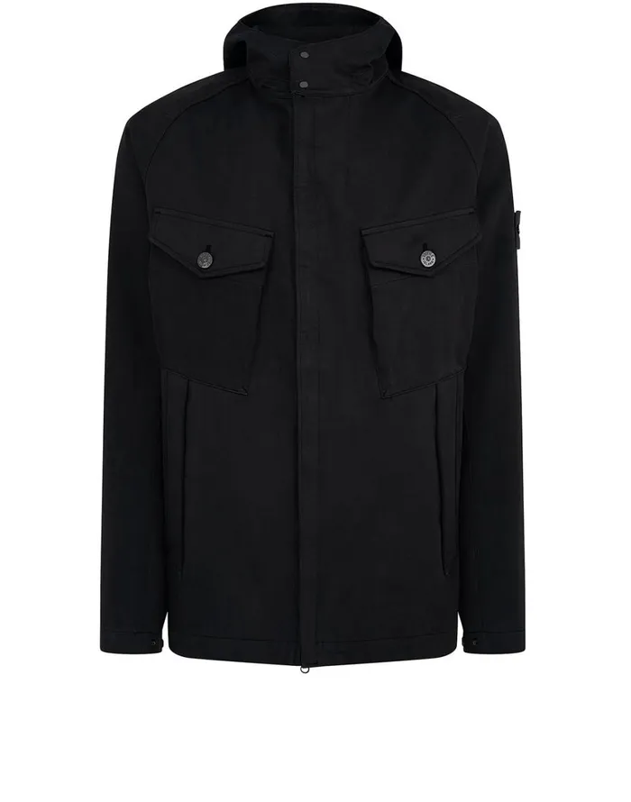 Stone Island Coats 038 Jackets 441F1 Raso Gommato Double Ghost Piece Hooded Jacket In Black 8211 Mens Stone Island Coats 038 Jackets 441F1 Raso Gommato Double Ghost Piece Hooded Jacket In Black 8211 Mens