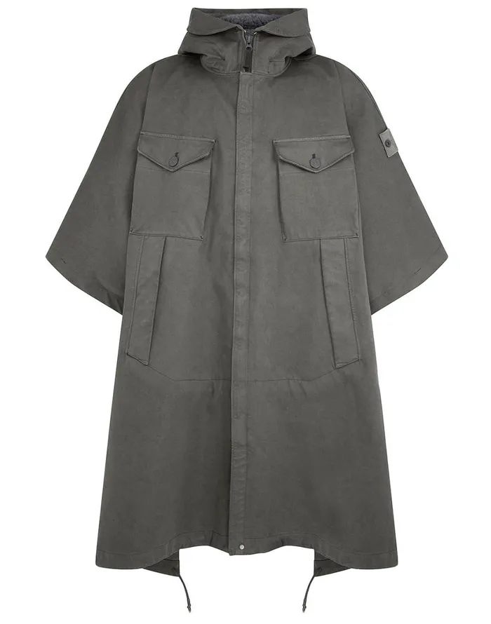Stone Island Coats 038 Jackets 717F1 Raso Gommato Double Ghost Piece Hooded Cape In Smoky Grey 8211 Mens Stone Island Coats 038 Jackets 717F1 Raso Gommato Double Ghost Piece Hooded Cape In Smoky Grey 8211 Mens