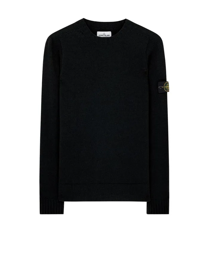 Stone Island Knitwear 505A3 Lambswool Crewneck Knit In Black 8211 Mens