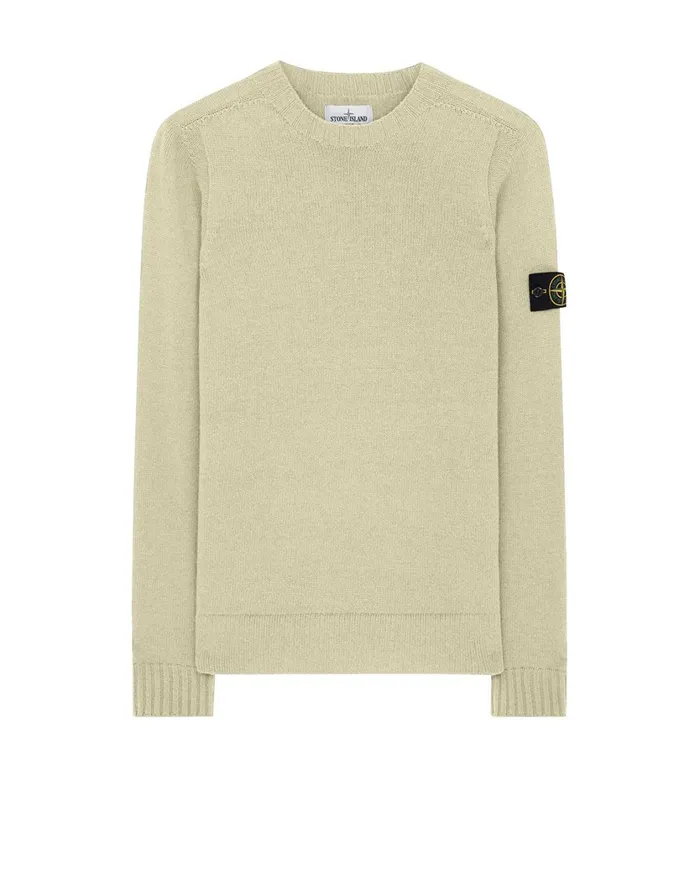 Stone Island Knitwear 505A3 Lambswool Crewneck Knit In Butter 8211 Mens