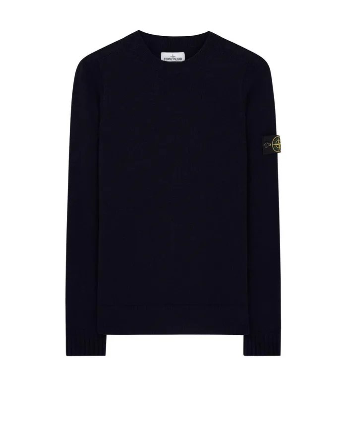 Stone Island Knitwear 505A3 Lambswool Crewneck Knit In Navy 8211 Mens