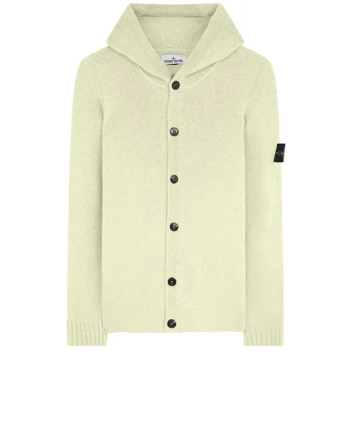 Stone Island Knitwear 506A3 Hooded Knitted Cardigan In Butter 8211 Mens