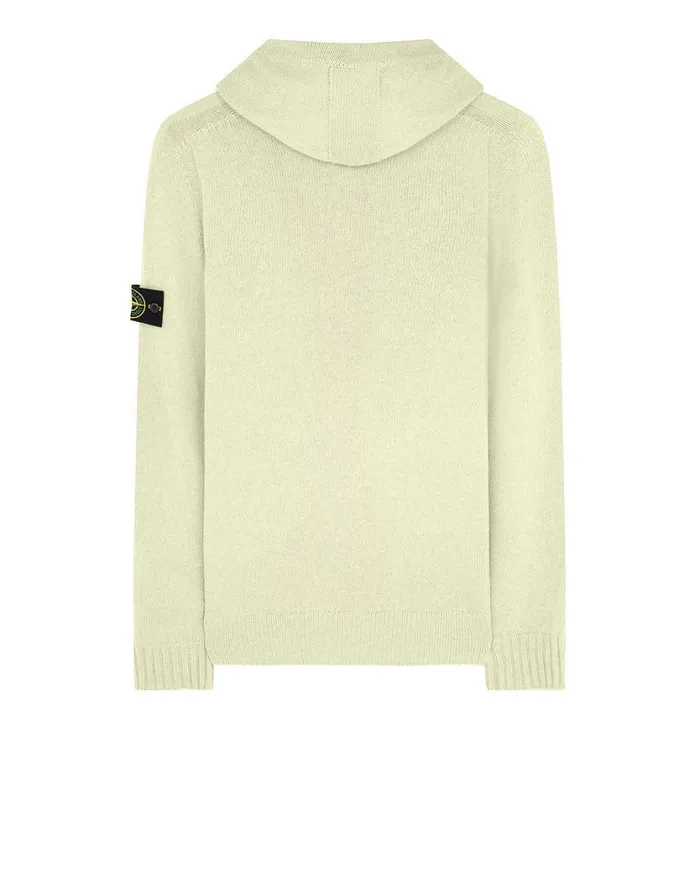 Stone Island Knitwear 506A3 Hooded Knitted Cardigan In Butter 8211 Mens