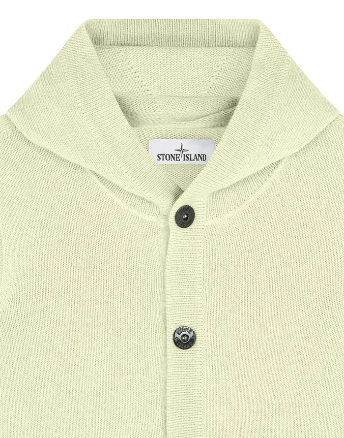 Stone Island Knitwear 506A3 Hooded Knitted Cardigan In Butter 8211 Mens