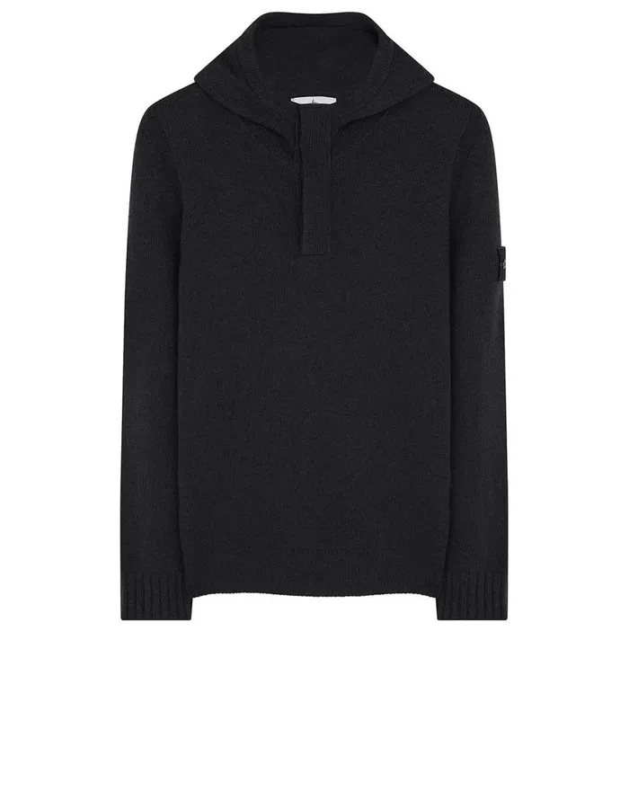Stone Island Knitwear 507A3 Hooded Jumper In Black 8211 Mens