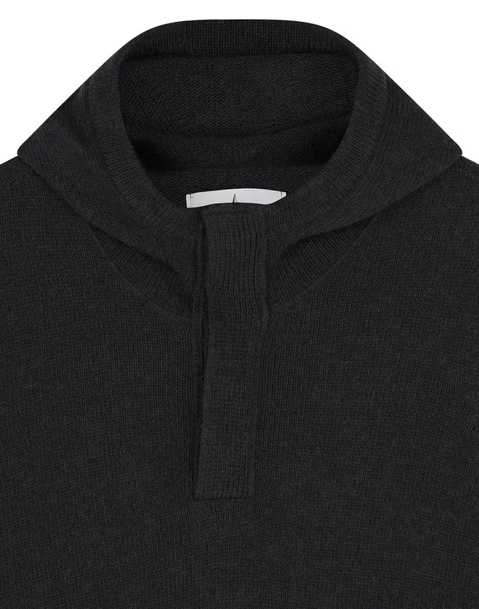 Stone Island Knitwear 507A3 Hooded Jumper In Black 8211 Mens