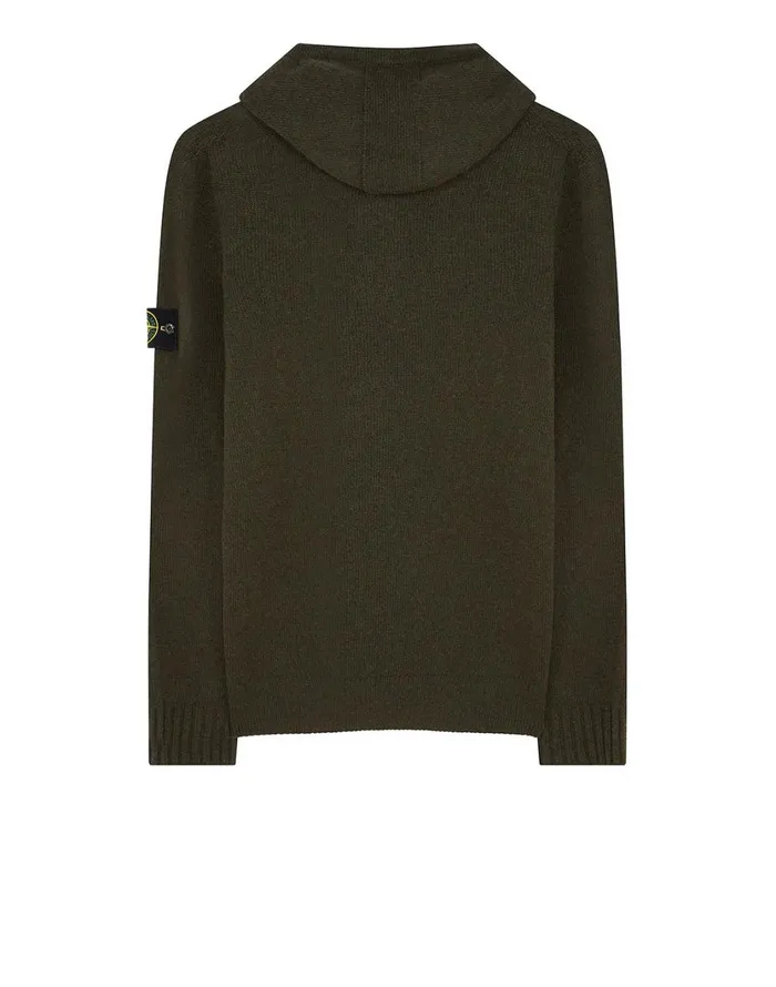Stone Island Knitwear 507A3 Hooded Jumper In Dark Forest 8211 Mens