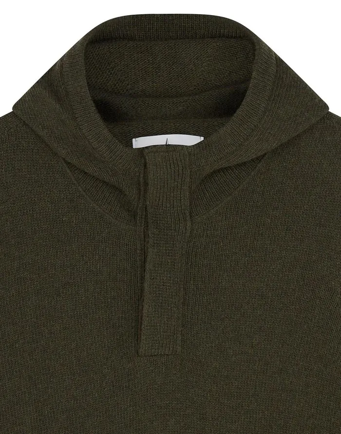 Stone Island Knitwear 507A3 Hooded Jumper In Dark Forest 8211 Mens