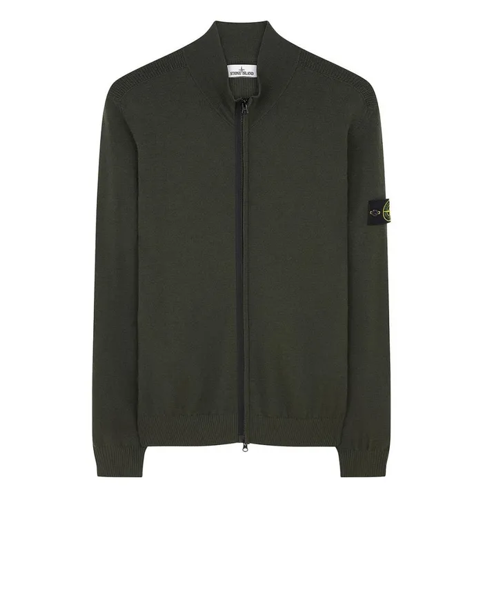 Stone Island Knitwear 513A1 Knitted Cardigan In Dark Forest 8211 Mens