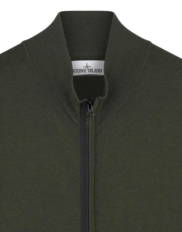 Stone Island Knitwear 513A1 Knitted Cardigan In Dark Forest 8211 Mens
