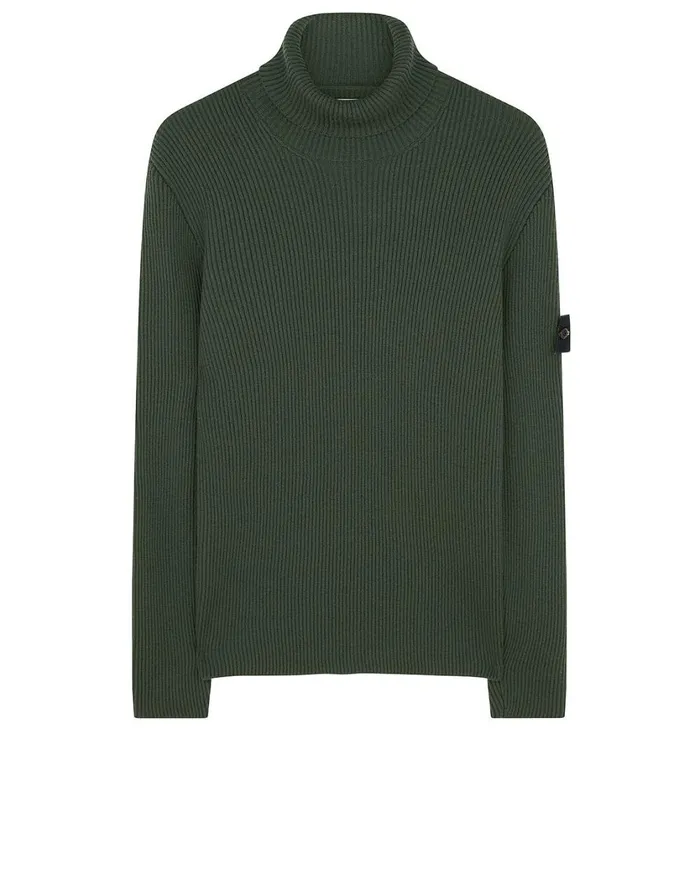 Stone Island Knitwear 522C2 Turtleneck Jumper In Dark Forest 8211 Mens