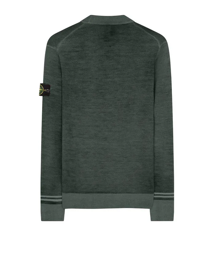 Stone Island Knitwear 555A8 Fast Dye Airbrush Crewneck Jumper In Dark Forest 8211 Mens