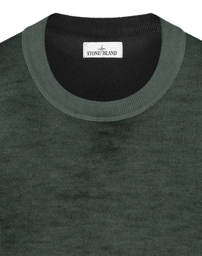 Stone Island Knitwear 555A8 Fast Dye Airbrush Crewneck Jumper In Dark Forest 8211 Mens