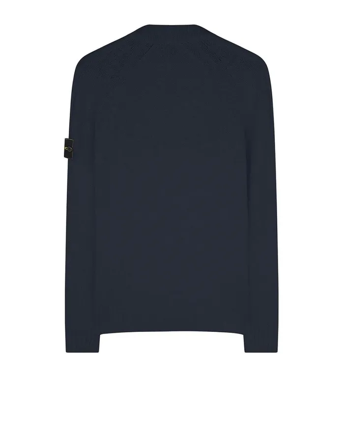 Stone Island Knitwear 572D3 Collarless Cardigan Knit In Marine Blue 8211 Mens