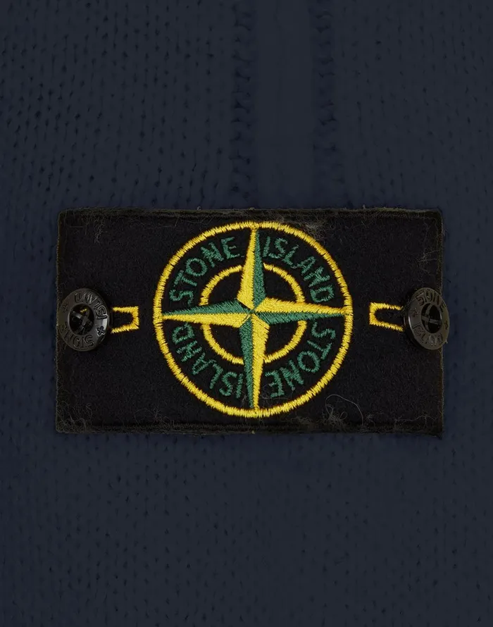 Stone Island Knitwear 572D3 Collarless Cardigan Knit In Marine Blue 8211 Mens
