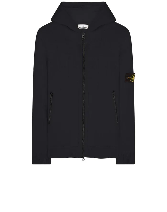 Stone Island Knitwear 579B7 Hooded Knitted Cardigan In Black 8211 Mens