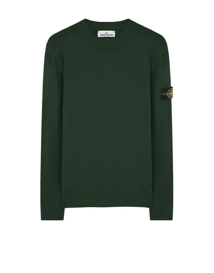 Stone Island Knitwear 591A1 Crewneck Knit In Dark Forest 8211 Mens