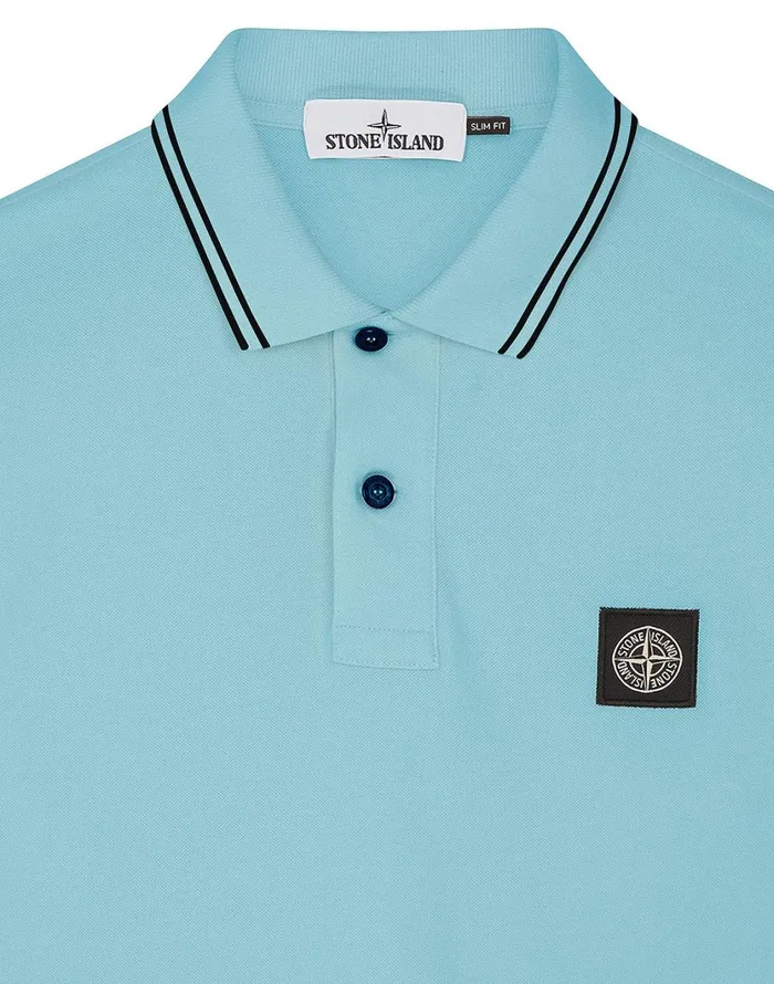 Stone Island Polo Shirts 22S18 Short Sleeve Polo Shirt In Aqua 8211 Mens