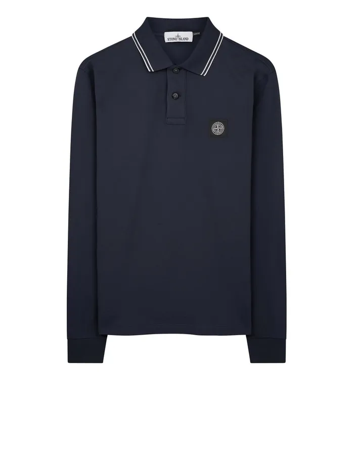 Stone Island Polo Shirts 2Ss18 Long Sleeve Polo Shirt In Navy 8211 Mens