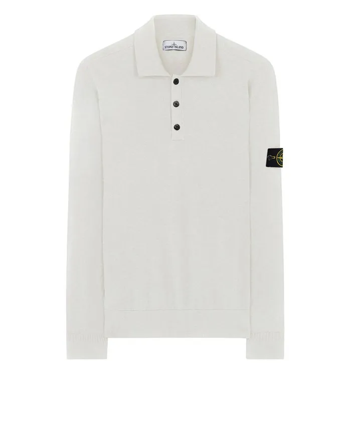 Stone Island Polo Shirts 512A1 Knitted Polo Shirt In White 8211 Mens