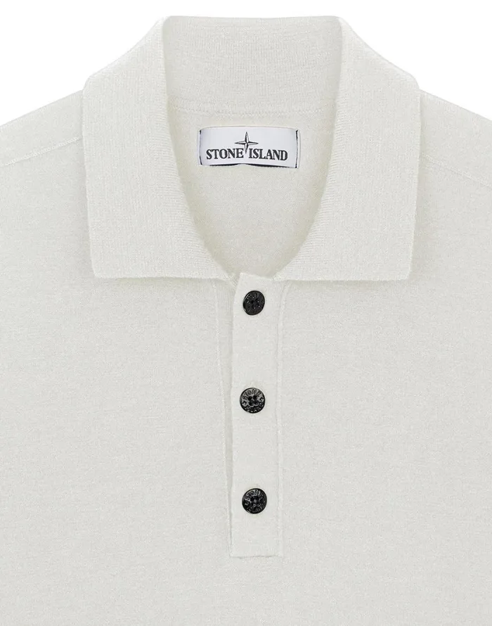 Stone Island Polo Shirts 512A1 Knitted Polo Shirt In White 8211 Mens