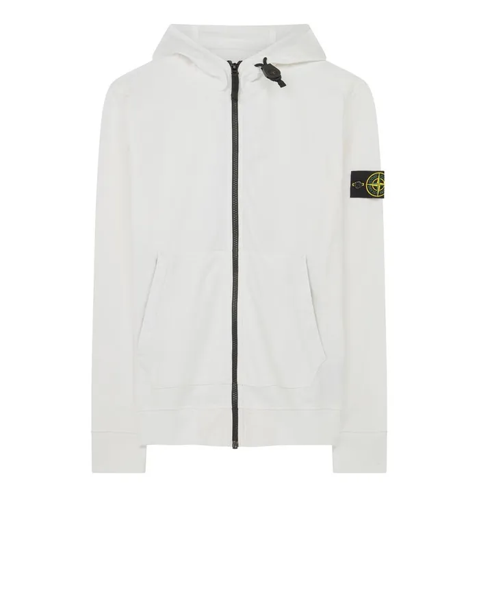 Stone Island Sweatshirts 61150 Hooded Full Zip Sweatshirt In White 8211 Mens