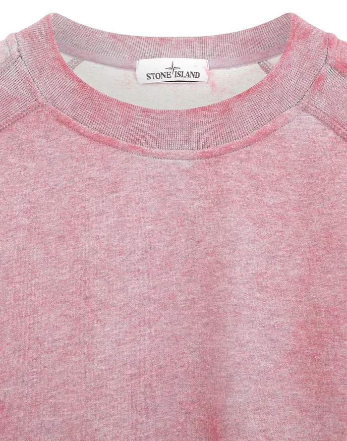 Stone Island Sweatshirts 62290 Dust Colour Treatment Crewneck Sweatshirt In Fuchsia 8211 Mens