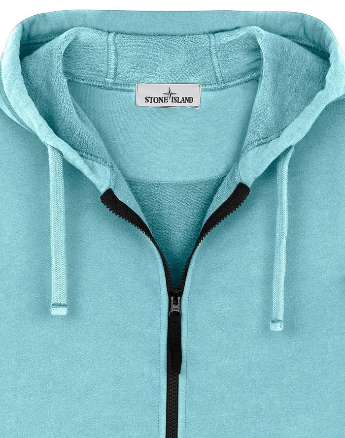 Stone Island Sweatshirts 64220 Hooded Full Zip Sweatshirt In Aqua 8211 Mens