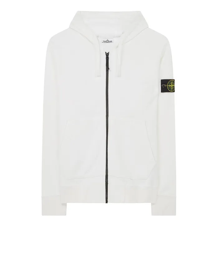 Stone Island Sweatshirts 64220 Hooded Full Zip Sweatshirt In White 8211 Mens