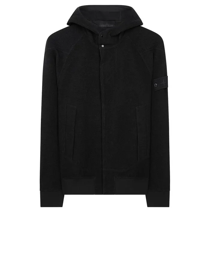 Stone Island Sweatshirts 651F5 Hooded Full Zip Sweatshirt In Black 8211 Mens